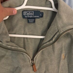 Polo by Ralph Lauren Men's Olive Zip-Up Sweater